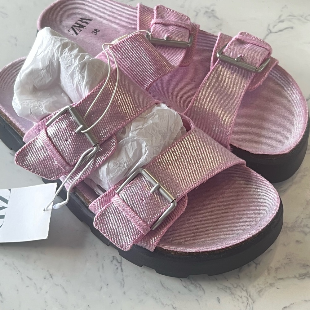 Zara Pink Sandals with Adjustable Buckles